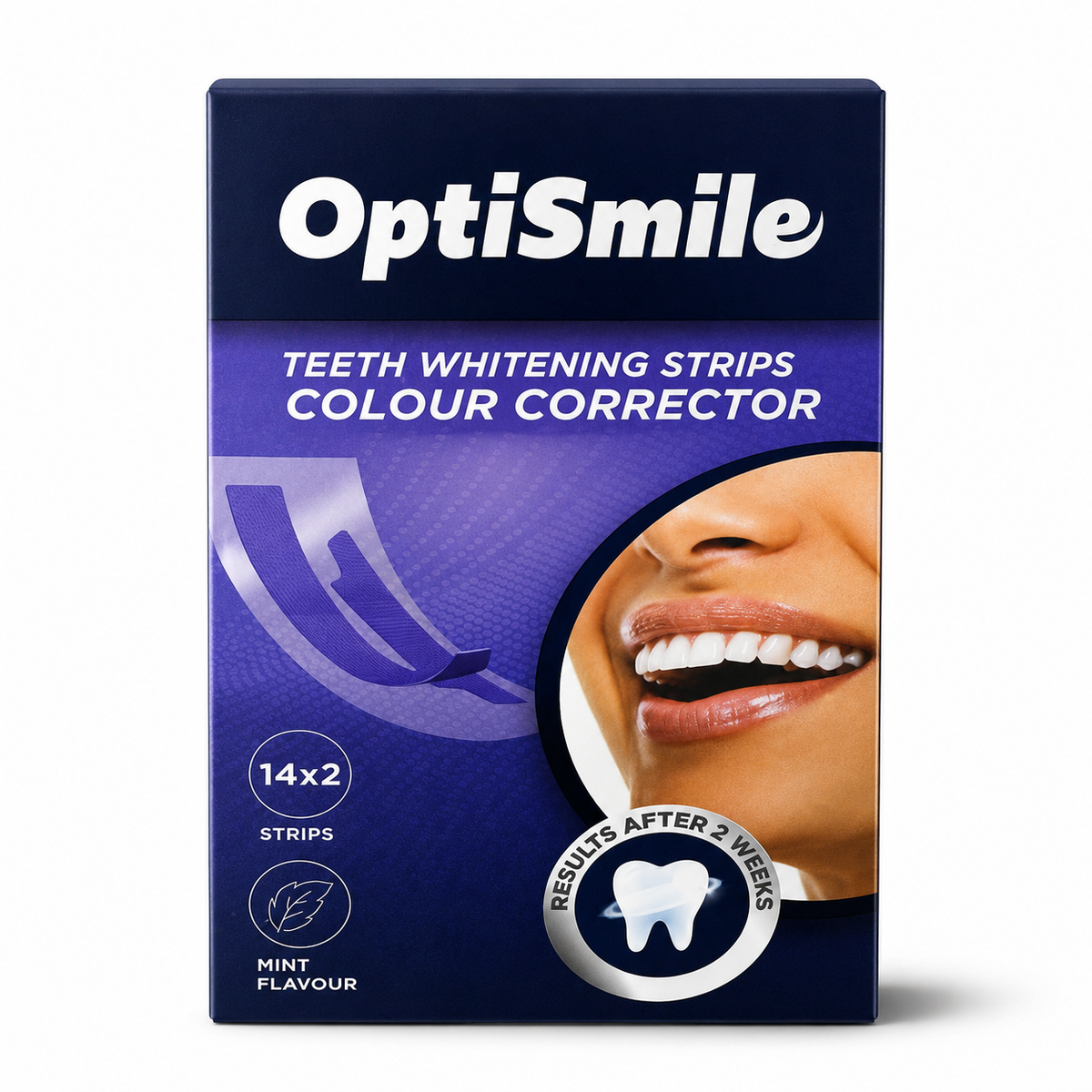 Benzi pentru Albirea Dinților OptiSmile Colour Corrector, 14x2 Benzi, Aromă Mentă