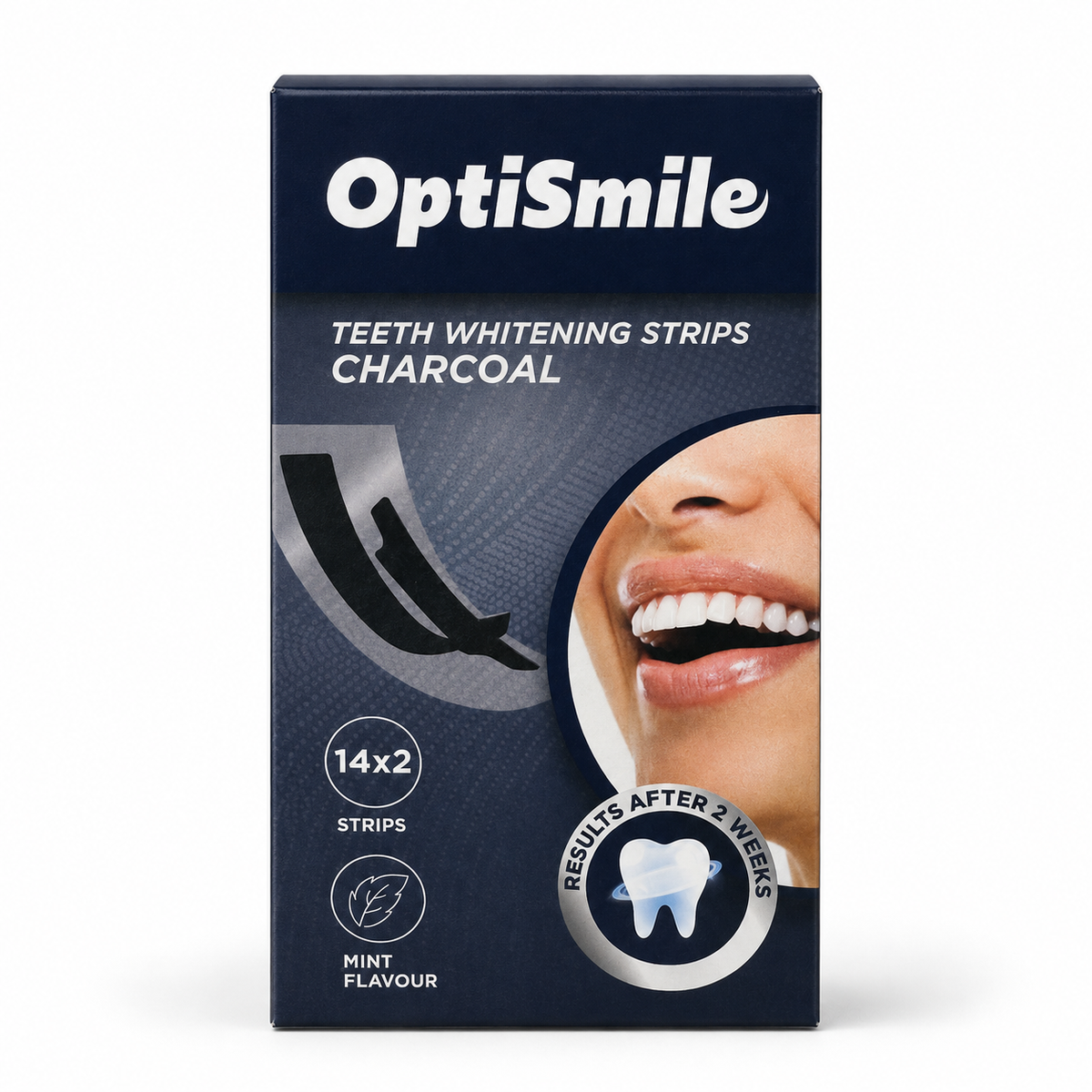 Benzi pentru Albirea Dinților OptiSmile Charcoal, 14x2 Benzi, Aromă Mentă